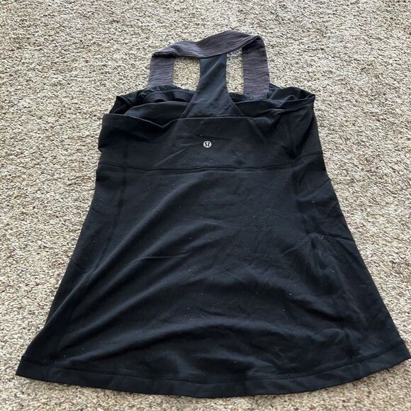 LULULEMON Scoop Me Up Tank Sport Top Size 8 Black Gray Workout - Picture 4 of 7